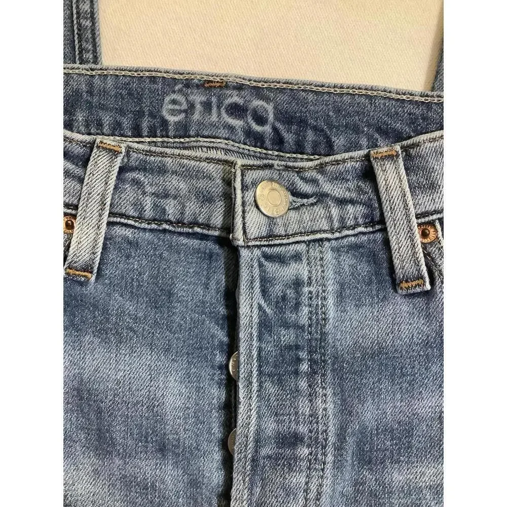 Etica Button Fly Mid Wash Skinny Jeans 26 Denim Casual Luxury Fall Winter Basics